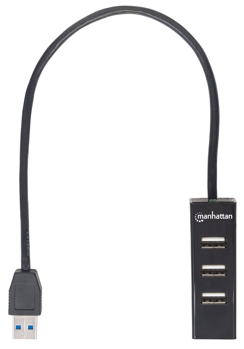 Manhattan 4-Port USB 3.0 Hub â€“ with Long 12 Inch Cable, 5 Gbps Data Transfer, 1A Mobile Device Charging â€“ Compatible with PC, MacBook, Mac Pro, Mac Mini, iMac, Surface Pro, Flash Drive â€“ 163828 - Image 3